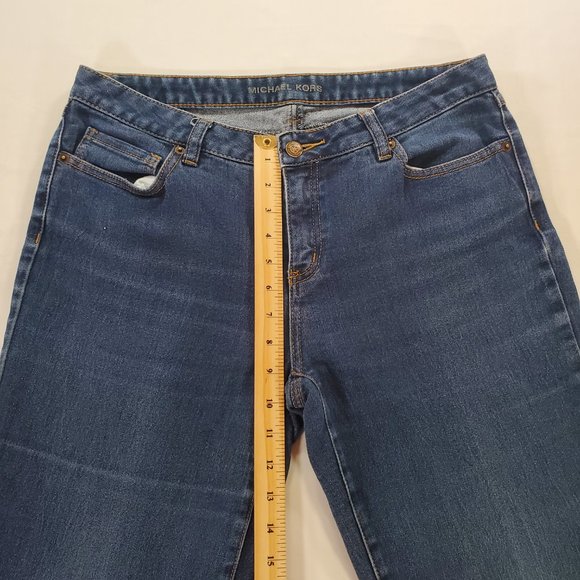 Michael Kors Jeans Women Size 10 Blue Stretch Denim Dark Wash Flare Leg Casual - Picture 11 of 16